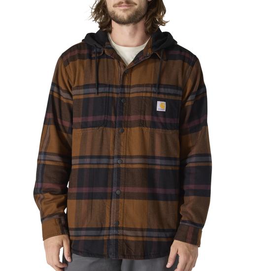 Carhartt - Men's Rugged Flex Relaxed Fit Flannel Fleece Lined Hooded Shirt Jac - 107011