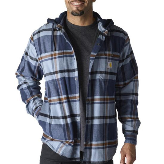 Carhartt - Men's Rugged Flex Relaxed Fit Flannel Fleece Lined Hooded Shirt Jac - 107011