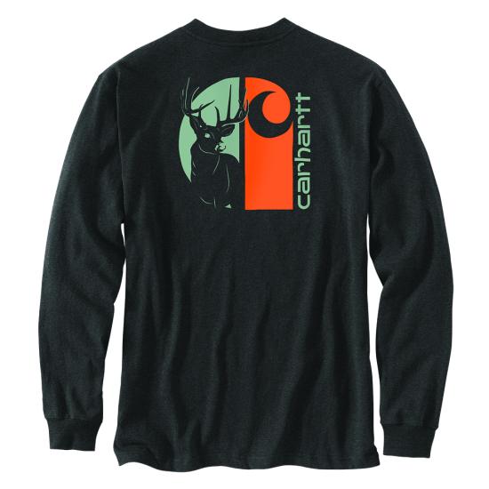 Carhartt - Men's Loose Fit Heavyweight Long Sleeve Pocket Deer Graphic T Shirt - 107041
