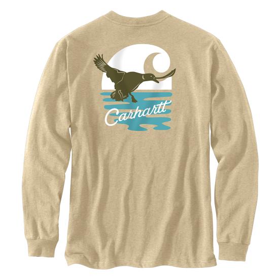 Carhartt - Men's Loose Fit Heavyweight Long Sleeve Pocket Duck Graphic T Shirt - 107177
